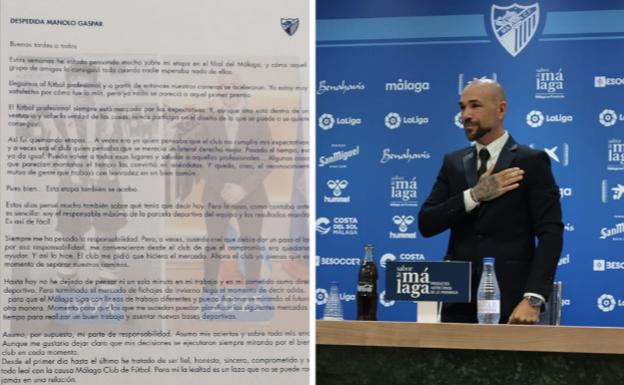 Manolo Gaspar se despide del Málaga entre lágrimas tras leer una carta