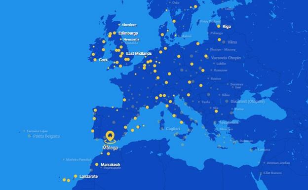 ¿A qué ciudades puedo volar desde Málaga con Ryanair?