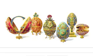 Peter Carl Faberge's eggs for today's Google Doodle