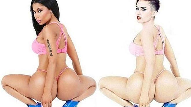 Miley Cyrus se mofa del culo de Nicky Minaj