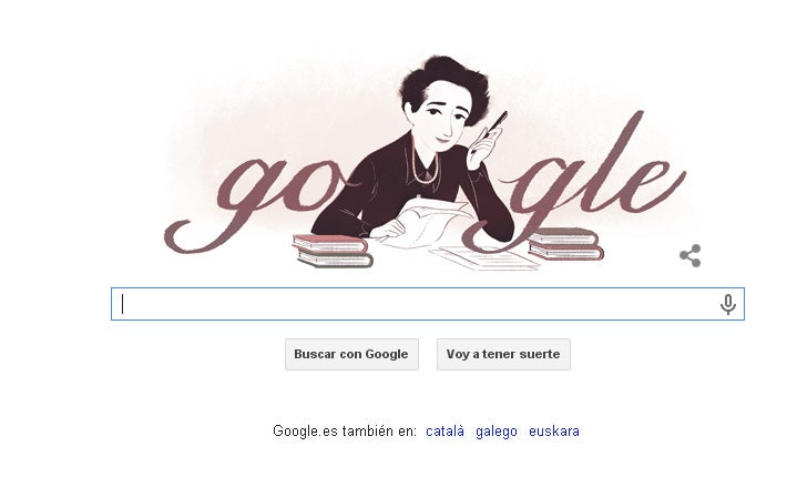 La filósofa alemana Hannah Arendt, en el doodle de Google