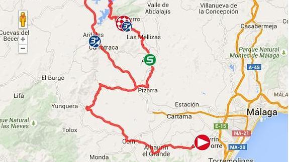 Recorrido por Málaga el domingo de la segunda etapa de la Vuelta Ciclista a España 2015