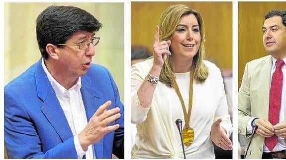 Moreno y Marín rivalizan por el impuesto de sucesiones y Díaz ironiza sobre la «pelea» en la derecha cara al 26J