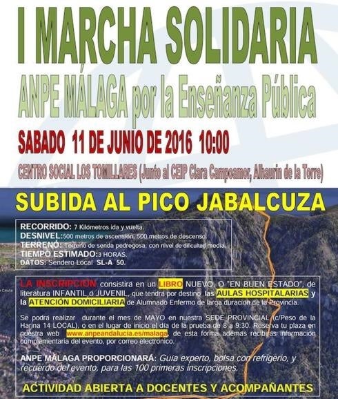 Marcha solidaria y subida al pico Jabalcuza a beneficio de las aulas hospitalarias de Málaga