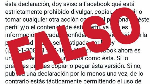 «Yo no doy mi permiso a Facebook para usar mis imágenes...», el nuevo bulo
