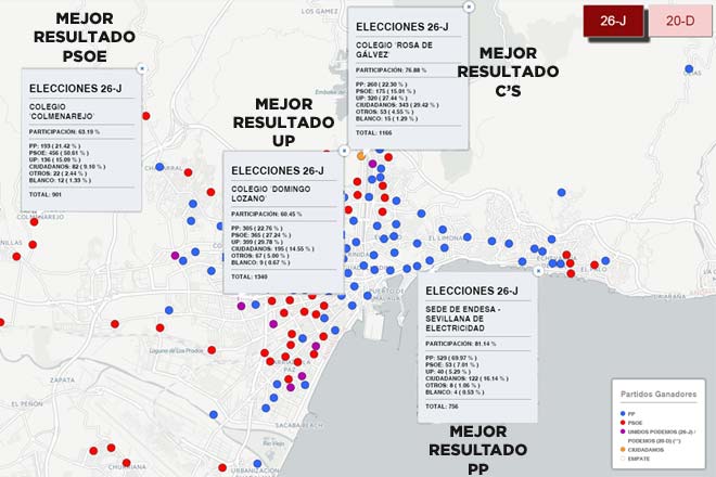 Resultados del 26-J en Málaga, colegio a colegio: así votaron tus vecinos