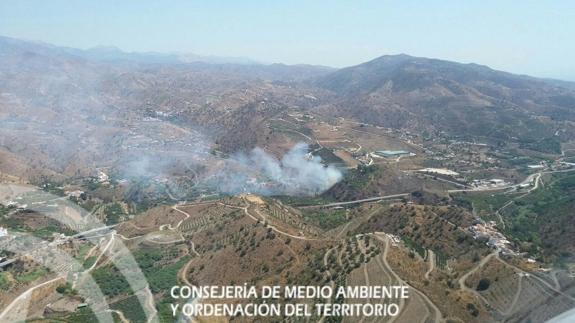 Controlado el incendio forestal declarado en La Viñuela