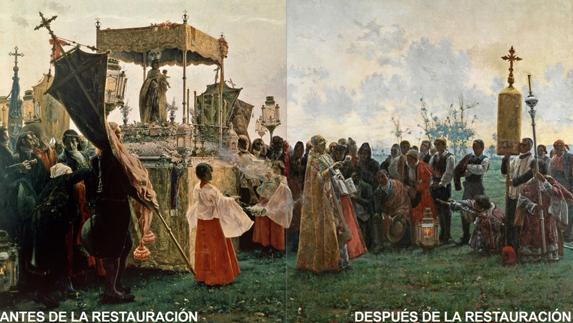 El gran cuadro de la Aduana, antes y después de su restauración