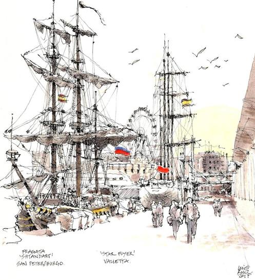 Málaga a trazos: Mástiles y gaviotas