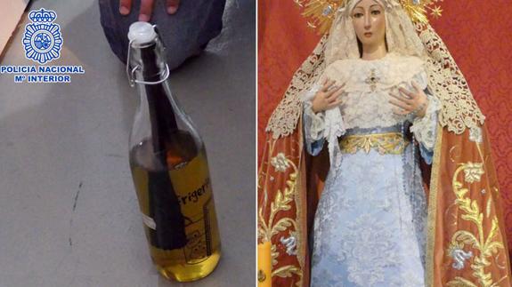 Intervienen un segundo cóctel molotov en la vivienda del detenido por el ataque a la Virgen de los Desamparados de Vélez-Málaga