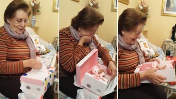 Las lágrimas de una abuela malagueña al recibir el juguete que nunca pudo tener