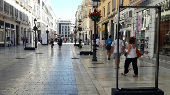 Detienen a tres turistas noruegos por destrozar la exposición sobre el cáncer instalada en calle Larios